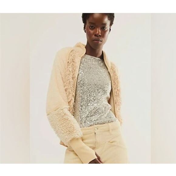 Free People FP One “Aurora” Faux Fur Mixed Media Jacket – Women’s Large - Picture 1 of 11